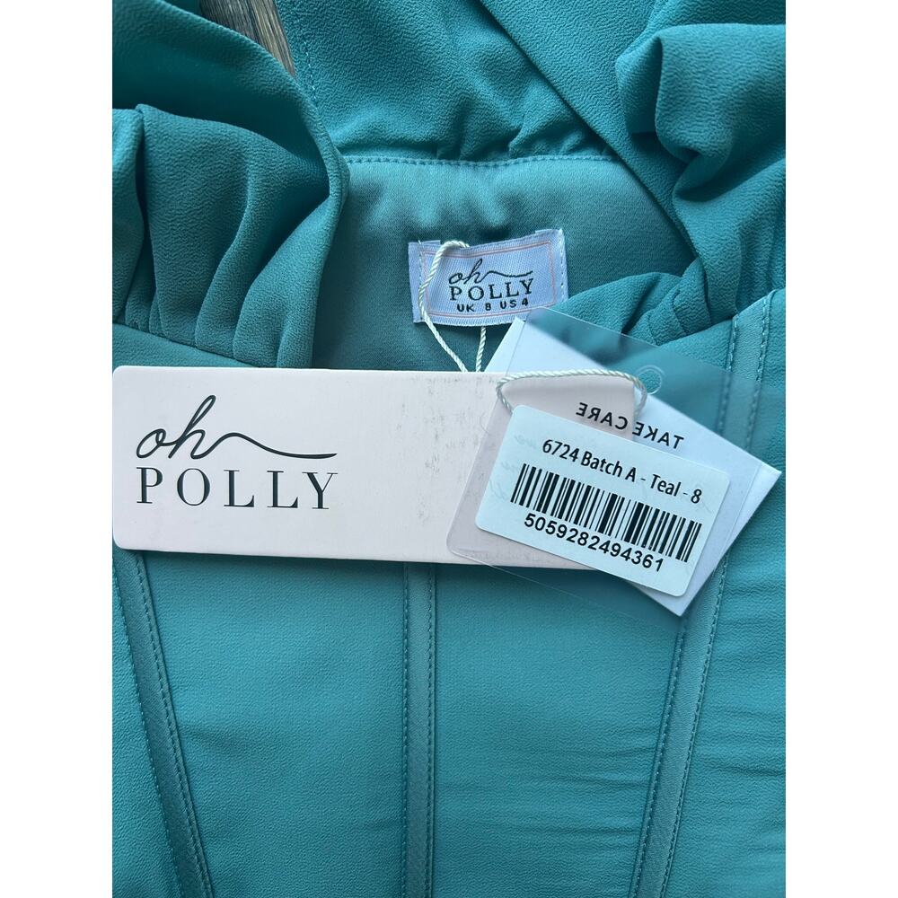 Oh Polly Teal Deep V Cutout Corset Mini Dress Us Size 4 - Picture 9 of 10